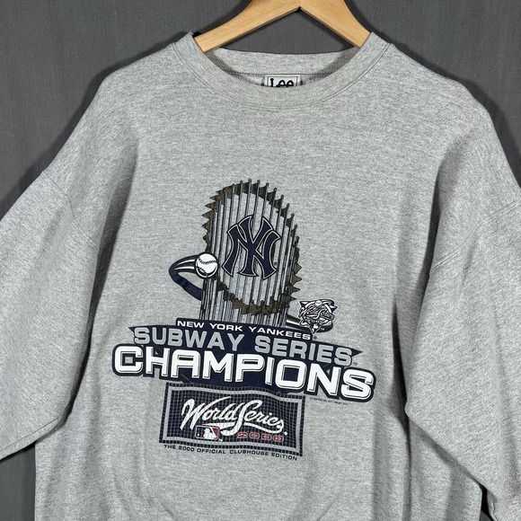 VTG 2000 NY Yankees World Series Champions Sweatshirt Size L Grey Crewneck Y2K - Picture 1 of 7
